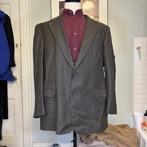 Vintage Burberry Herren 100% Wolle 2-Knopf Blazer Braun/Grün Hahnentritt • 44R - Bild 1 von 13