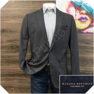 Blazer Abrigo Deportivo Chaqueta Informal Talla 44R Traje de Lana Gris BANANA REPUBLIC para Hombres Foto 1 de 4