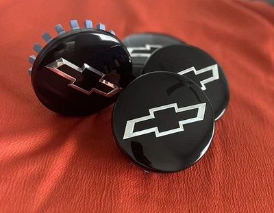 4x 83mm Gloss Black Silver Wheel Center Caps Fits Chevy Silverado Suburban Tahoe - Image 1 of 4