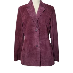 Vintage Y2K Womens Sz M Tall St John's Bay Eggplant Purple Washable Suede Jacket - Picture 1 of 6