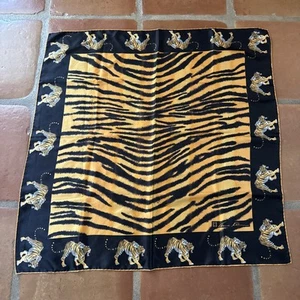 Vintage Robinson & Golluber for Anne Klein Tiger Animal Print Silk Scarf JAPAN - Picture 1 of 4