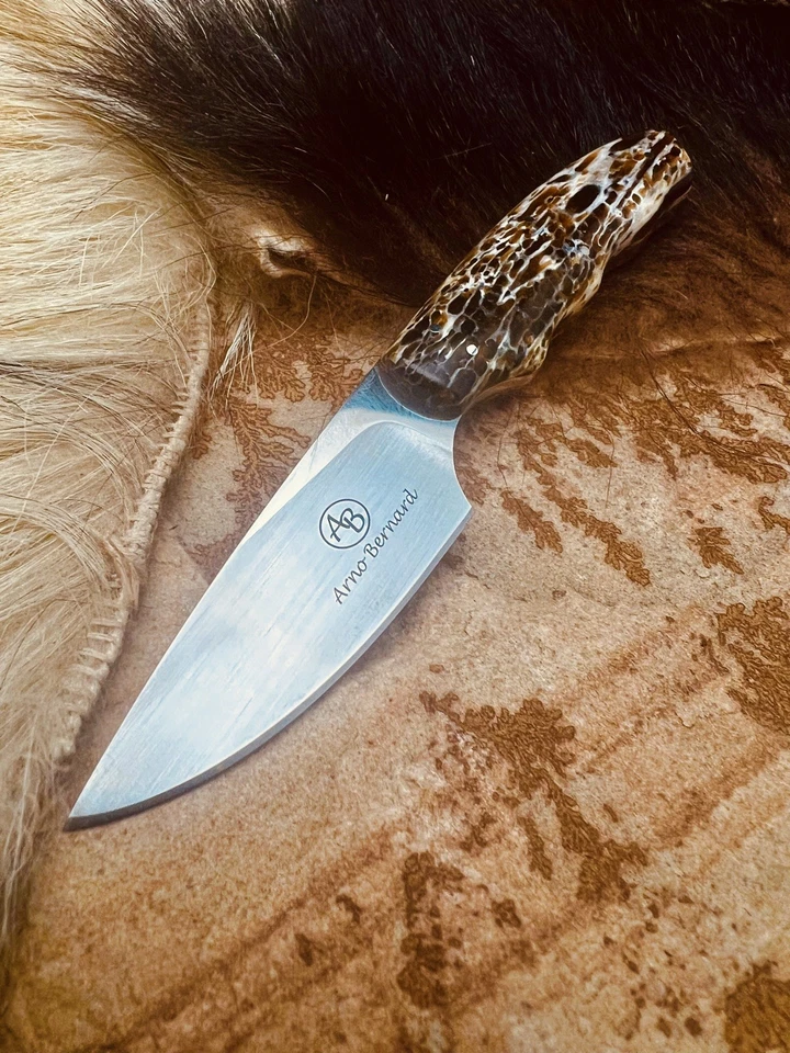 Arno Bernard Squirrel Kudu Fixed Blade Knife with Leather Sheath - Image 1 of 4