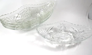 Anchor Hocking  4 Clear Gondola Candy Relish Dish "Star of David" Pressed Design - Picture 1 of 10