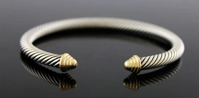 Brazalete David Yurman Clásico Cable Oro 14k Plata de Ley 5mm Tamaño 6.5"" Foto 1 de 4