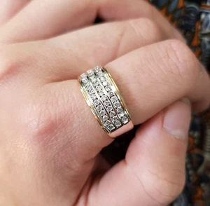 .85 CTW Round Brilliant Diamond 14k Gold Ring Womens Size 9 10.5 11 Two-Tone VTG - Picture 1 of 13