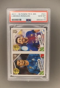 Cristiano Ronaldo & Lionel Messi Panini 365 2018 #501 Gem Mint PSA 10 Low Pop - Picture 1 of 2