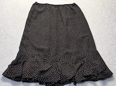 Christopher & Banks Brown White Dot print A-line Ruffled Flounce Hem Skirt XL - Image 1 of 4