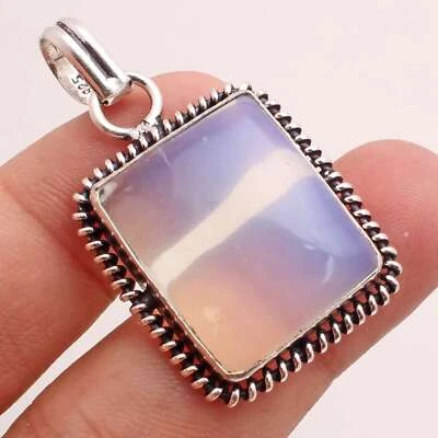 Opalit Edelstein Versilbert Handmade Anhänger Schmuck Geschenk 3.3cm P-13542 - Bild 1 von 3