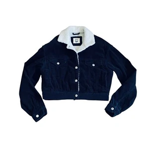Insight Womens Short Crop Jacket Black Size S Slim Fit Corduroy Winter Autumn - Foto 1 di 11