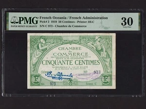 French Oceania:P-2, 50 Centimes, 1919 * PMG VF 30 * - Picture 1 of 2