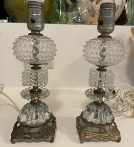 2 vintage/ antique hobnail boudoir lamps - Bild 1 von 11