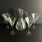 Vintage Etched Wine or Cocktail Decanter and Stemware**5 Piece Set