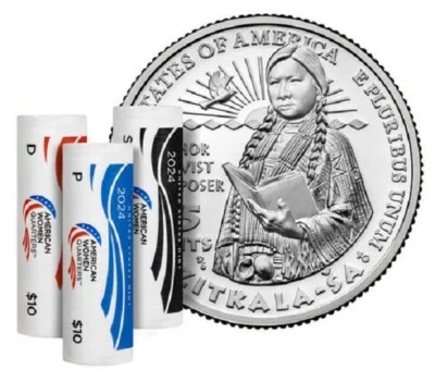 Juego de 3 monedas de cuarto de cuarto de cuarto de mujer americana Zitkala-Sa 2024 PDS Foto 1 de 4