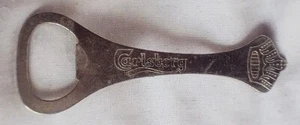 VINTAGE ENGLISH IRON SILVER PLATE WINE SODA COLA BOTTLE OPENER CARLSBERG DENMARK - Picture 1 of 5