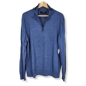 Banana Republic Italian Merino Half Zip Sweater Mens XL Blue Long Sleeve - Picture 1 of 9