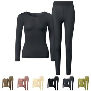 Thermal Set Long Johns Long Sleeve Solid Color Warm Autumn Winter Bottoming