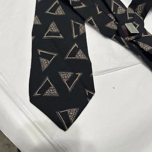 Corbata vintage de seda Alfani para hombre negra geométrica abstracta - Imagen 1 de 6