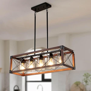 Rustic Hanging Lights Fixture Farmhouse Chandeliers for Dining Room Kitchen Isla - Picture 1 of 8