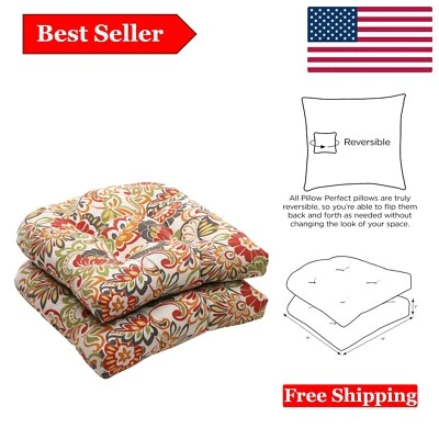 Juego de 2 Cojines Florales para Silla Interior Exterior 19x19 - Desvanecimiento y Resistencia a la Intemperie... Foto 1 de 4