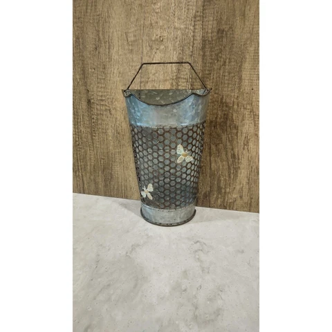 Metal Basket with Bee Details, Bee Basket, Vintage Inspired Wire Wall Hanger Cover