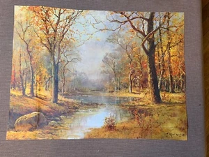 Robert Wood 56 Herbst Oktober Morgen Reproduktion Leinwanddruck 24”X 18” Vintage - Bild 1 von 8