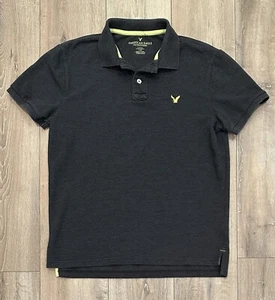 American Eagle AE Men’s Polo Shirt Large Black Neon Yellow - Picture 1 of 11