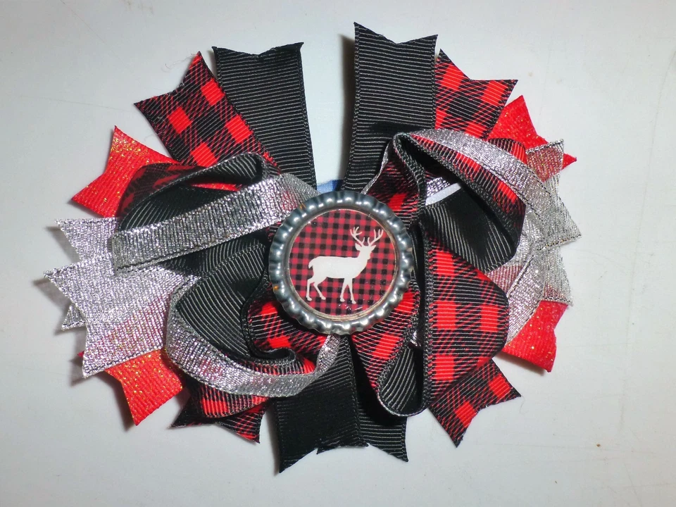 NUEVO Árbol de Navidad Pan de Jengibre Hombre Reno Niñas 5 Pulgadas Clip de Lazo de Pelo Foto 1 de 1