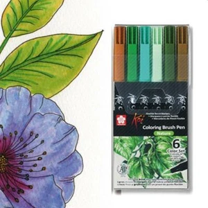 6pcs Sakura Koi Colouring Brush Pen Lettering Calligraphy Watercolour - Natural - Picture 1 of 7