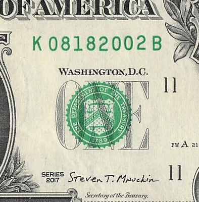 AUG 18 2002 Birthday Fancy Serial Number Date Note One Dollar Bill 08 18 2002 - Image 1 of 4