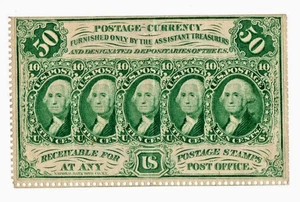 1st Issue 50c FRACTIONAL Fr 1311 (Rare w Perforated Edge) No Mono - Picture 1 of 2