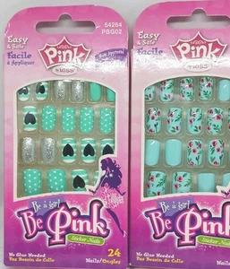 Pink by Kiss Little Girl 2-24 Nails Longer Length & Press On Tabs NWB - Picture 1 of 1