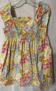 Gymboree Kids Girls Dress Size 4T Blue Yellow Pink Flowers Colorful Ruffle - Picture 1 of 8