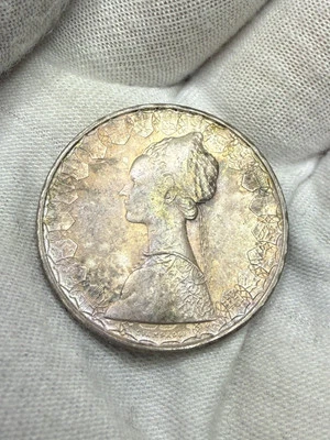 1967 Italy Silver 500 Lire Uncirculated BU Rainbow Toning J129 - Image 1 of 4