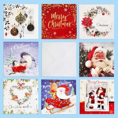 Christmas Cards Bumper Pack of 40 Mixed Cute Traditional Festive 8 Mixed Designs - Image 1 of 4