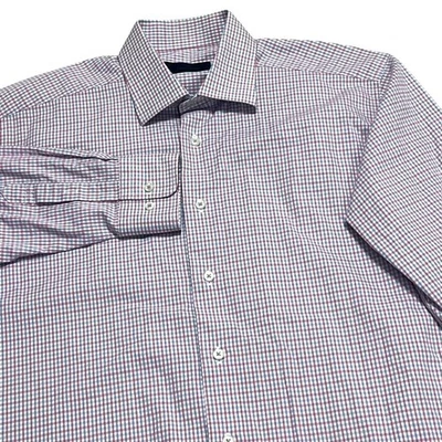 Camisa de vestir David Donahue para hombre 16,5 32/33 mezcla de algodón a cuadros Foto 1 de 4