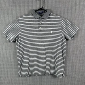 Polo Ralph Lauren Polo Shirt Mens Size XL Grey White Striped Soft Cotton Pony - Picture 1 of 14