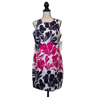 London Times Women’s Dress Size 12 Navy Pink Floral Sleeveless Sheath NWT $88 - Image 1 of 4