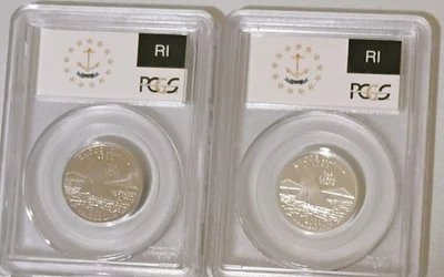 2001 S Silver State Quarter Proof Rhode Island PCGS PR69DCAM & P Clad UNC MS66 - Image 1 of 4
