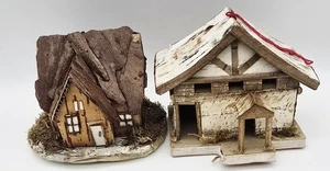 Vintage Miniature Folk Art Bark & Cardboard Houses - Picture 1 of 15