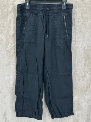 Athleta Pants Womens 8P Black Cabo Linen Wide Leg Pull On Casual Vacation Staple - Image 1 of 4