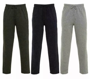 MEN'S CASUAL PLAIN JOGGING JOGGERS OPEN-HEM ZIP POCKETS FLEECE JOG PANTS S-5XL - Picture 1 of 11