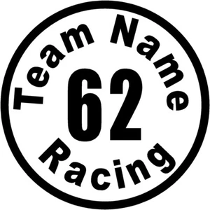 CALCOMANÍA DE NOMBRE PERSONALIZADO DE CARRERAS 5" PEGATINA NÚMERO KART COCHE DE CARRERAS VENTANA GRÁFICOS REDONDOS - Imagen 1 de 2