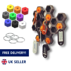 Hex Geometric Key Holder Hooks Wall Mounted Keys Holder Organiser Colours Geo UK - Picture 1 of 4