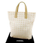 Chanel Tote Bag Back Handbag Oldtravel Line Beige Silve