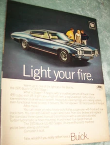 1970 Buick GS 455 Stage 1 mid-size-mag color car ad -"Light your fire." - Picture 1 of 1