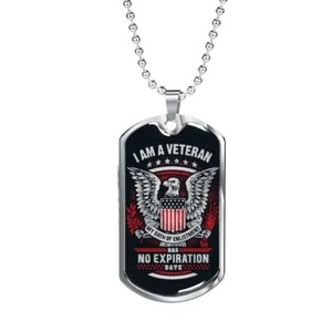 US Veteran Military Dog Tag Necklace Gift My Oath of Enlistment Patriot American - Picture 1 of 7