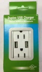 DUAL USB CHARGER TAMPER RESISTANT ELECTRICAL RECEPTACLE OUTLET UL - BOX OF 10 - Picture 1 of 2