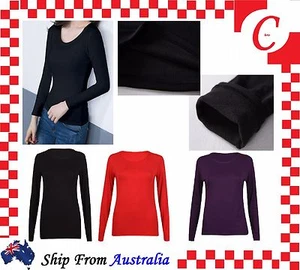 Ladies Women Underwear Winter Warm Fleece Fur Lined Thermal Long Sleeve Top Bulk - Picture 1 of 12