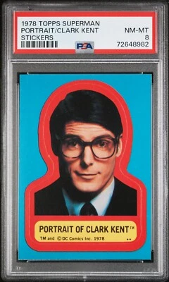 1978 Topps DC Comics Superman Stickers Portrait Clark Kent PSA 8 Pop 1 - Image 1 of 2