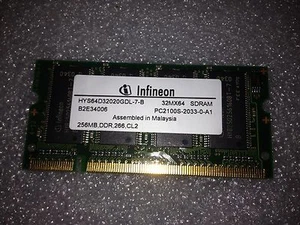 Memoria SoDimm DDR Infineon HYS64D32020GDL-7-B 256MB PC2100 266MHz CL2.5 200 Pin - Picture 1 of 1